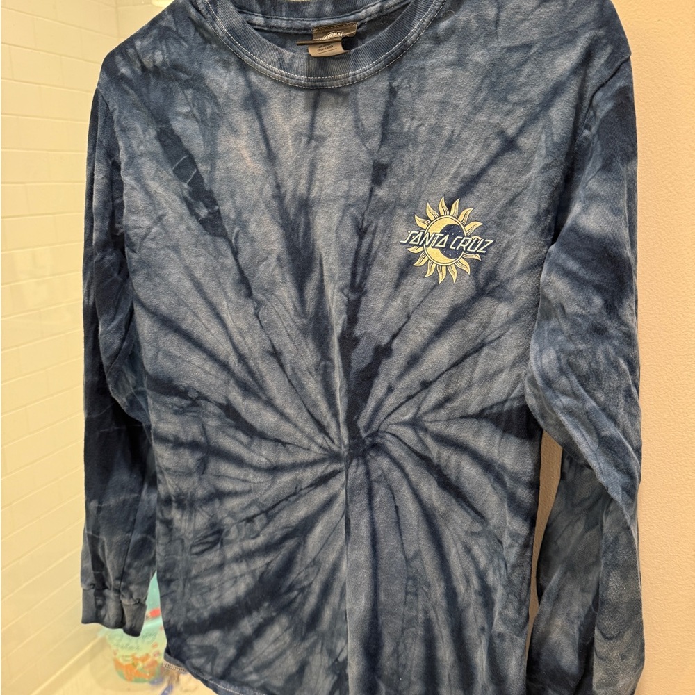 Santa Cruz Skateboards Tie-Dye Long Sleeve Tee - Navy Blue